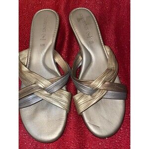 Damiani’s  Metallic Tri-Color Wedge Sandals – Size 10M Gold, Silver Bronze